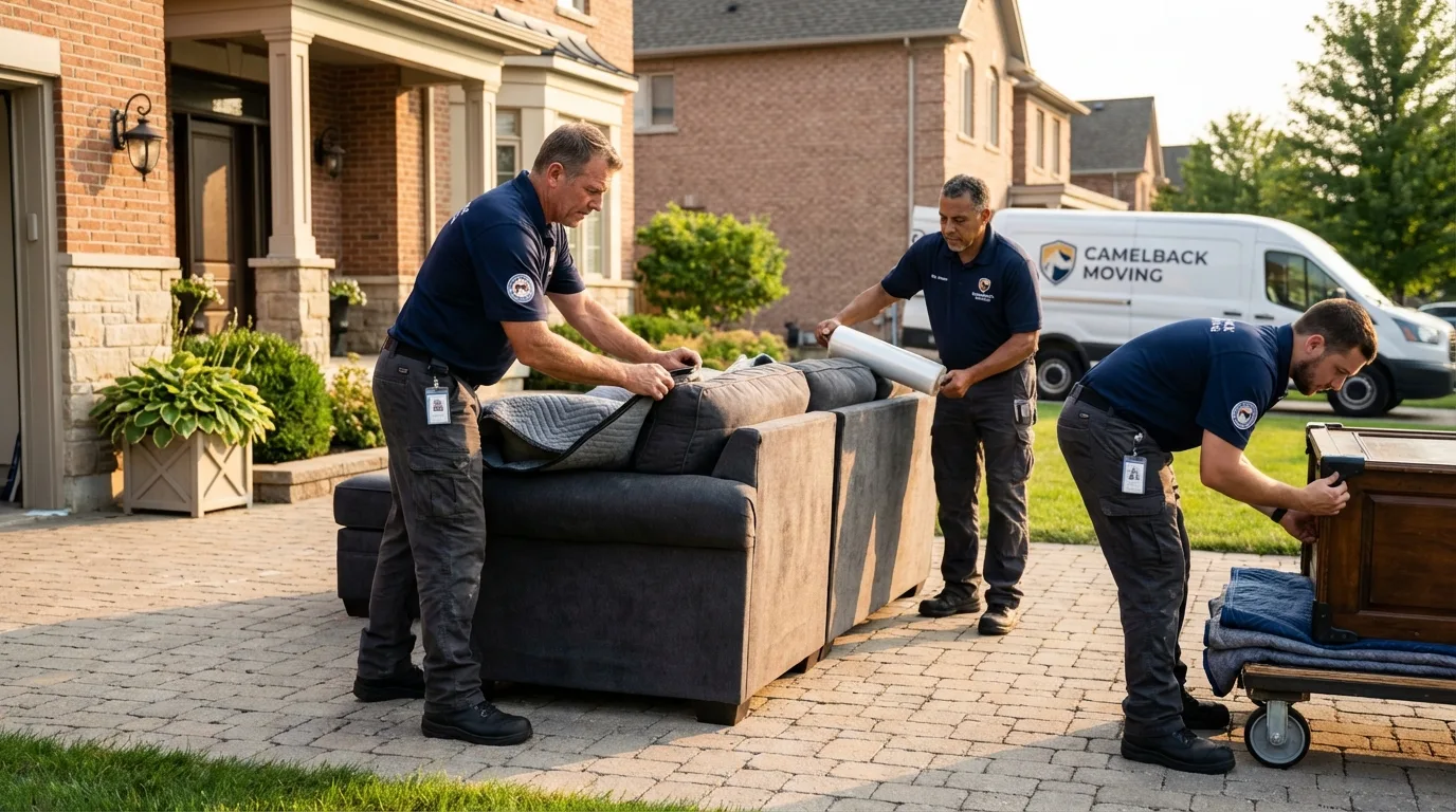 Large estate moving crew wrapping furniture in East Stroudsburg, PA