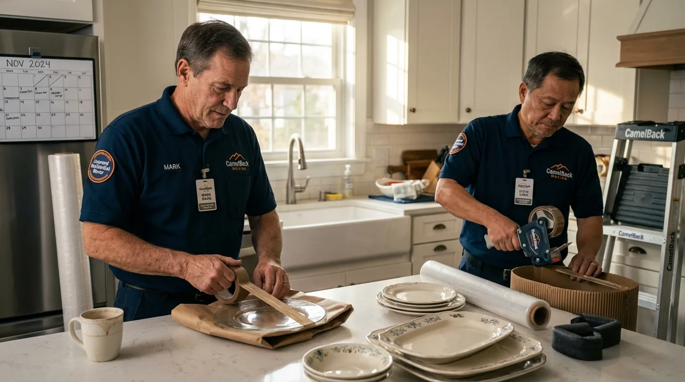 Professional crew packing kitchen dishware in East Stroudsburg, PA